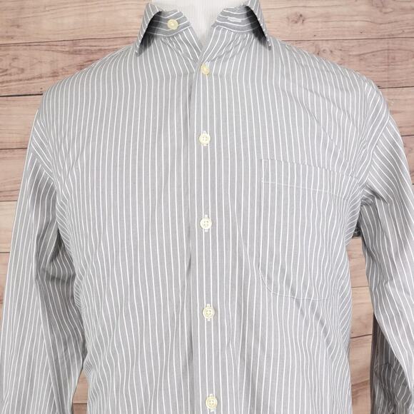 Pronto Uomo Shirt Mens 16 32/33 Stripe Long Sleeve Non-Iron Platinum - Picture 1 of 7